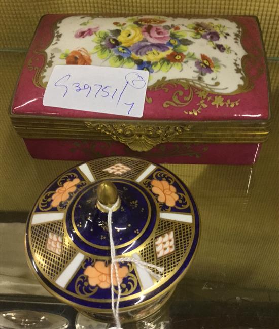 Limoges trinket box & Derby Imari pot